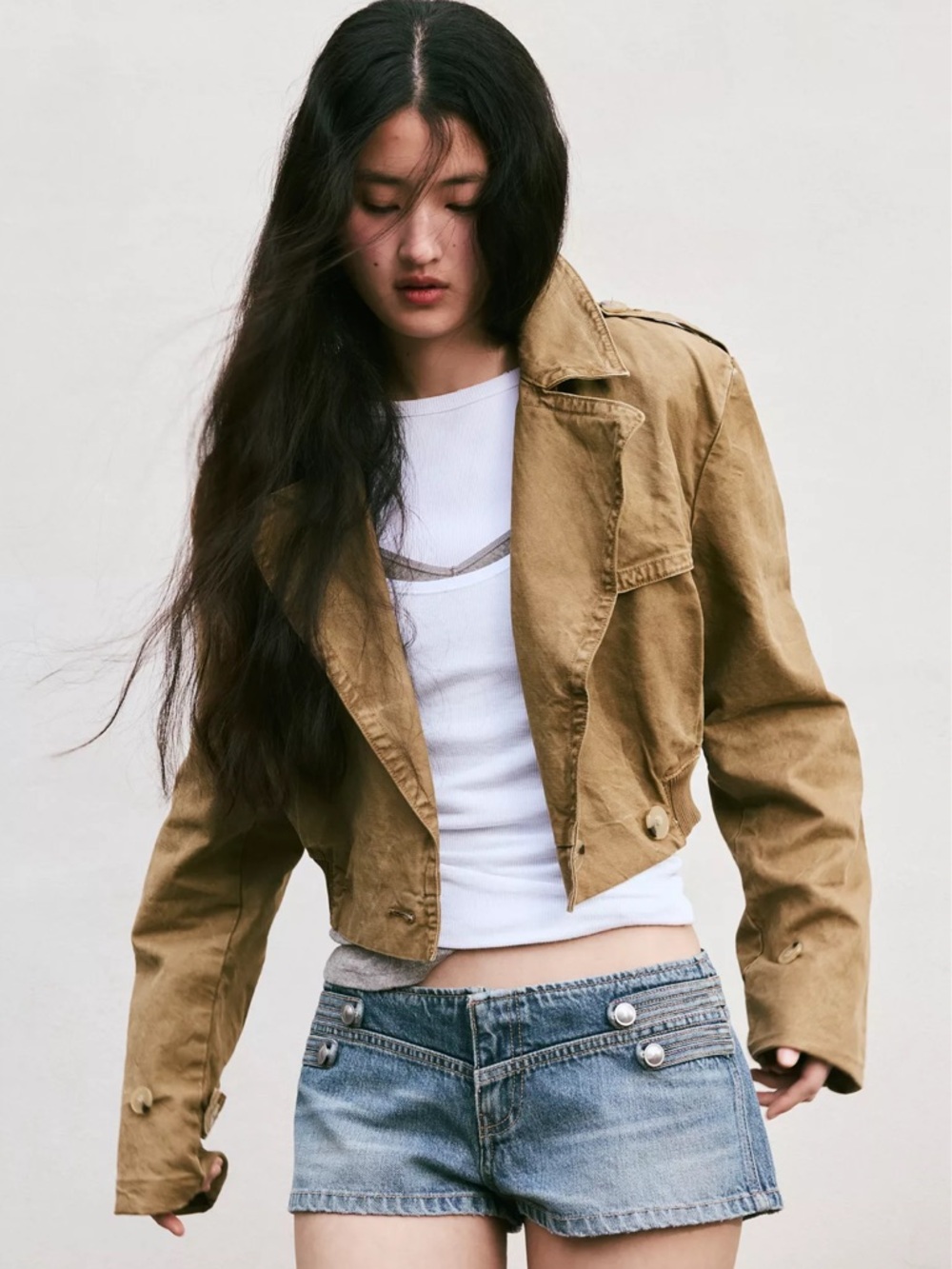 ZARA WASHED SHORT TRENCH COAT